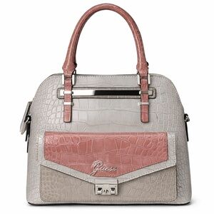 NWT GUESS Kora Dome Satchel Tri-Color Faux Croc Patent Leather Satchel Crossbody
